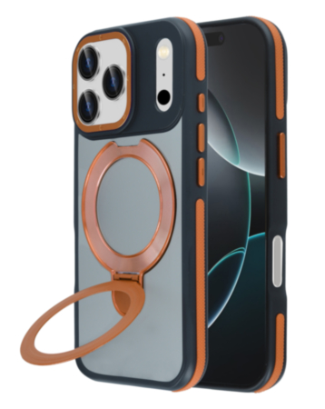 Matte Transparent Case with Wireless Charging Kickstand (Orange) for iPhone 17 Pro / 18 Pro (Only Ground Shipping)