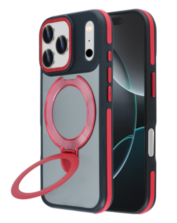 Matte Transparent Case with Wireless Charging Kickstand (Red) for iPhone 17 Pro / 18 Pro (Only Ground Shipping)