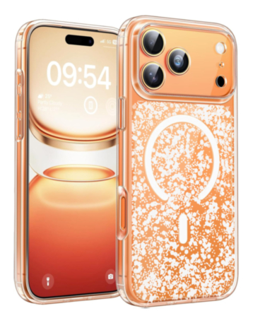 Glitter Transparent Magnetic Cases (WHITE) for iPhone 17 Pro (Only Ground Shipping)