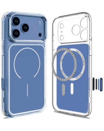 Transparent Magnetic Cases with IC Chip - NAVY BLUE for iPhone 17 Pro Max (Only Ground Shipping)