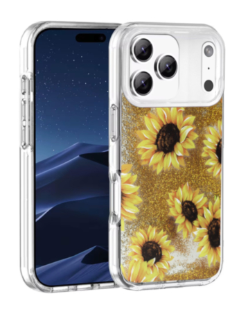 Liquid Quicksand Glitter Cover Case - SUNFLOWER for iPhone 17 Pro Max (Only Ground Shipping)