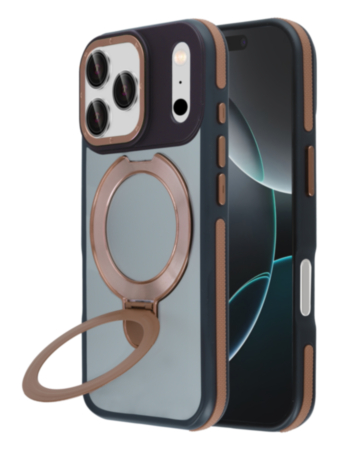 Matte Transparent Case with Wireless Charging Kickstand (Dark Brown) for iPhone 17 Pro Max / 18 Pro Max (Only Ground Shipping)