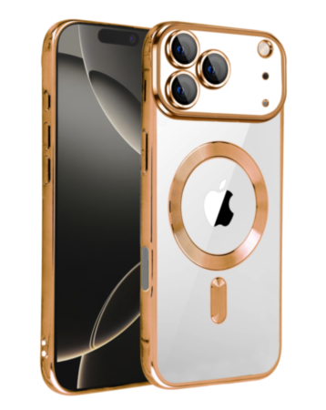 Shiny Wireless Charging Clear Case - GOLD for iPhone 17 Pro Max (Only Ground Shipping)