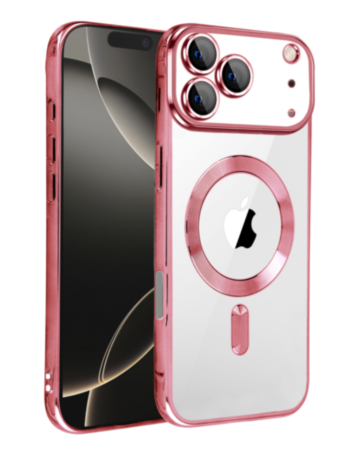 Shiny Wireless Charging Clear Case - PINK for iPhone 17 Pro Max (Only Ground Shipping)