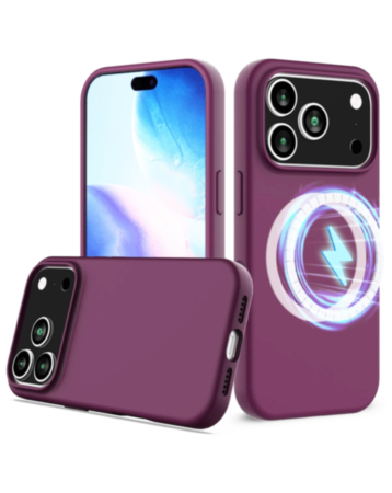 Soft Solid Silicone Case with Wireless Charging - MAROON for iPhone 17 Pro Max (Only Ground Shipping)