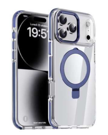 Magnetic Clear Case with Kickstand - BLUE for iPhone 17 Pro Max (Only Ground Shipping)