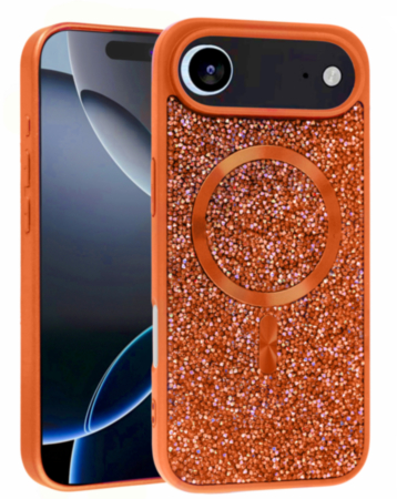 Thin Wireless Charging Bling Diamond Crystal Case (ORANGE) for iPhone Air (Only Ground Shipping)