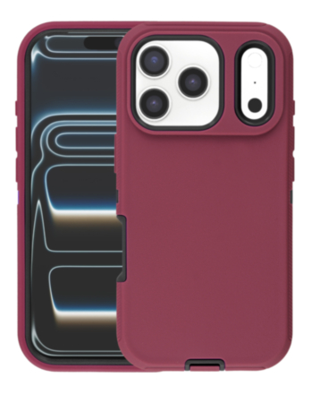 Heavy Duty Case for iPhone 17 Pro (MAROON & BLACK) (Only Ground Shipping)