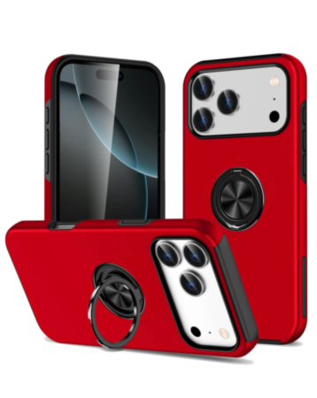 Dual Layer Case with Magnetic Ring for iPhone 17 Pro / 18 Pro (RED) (Only Ground Shipping)