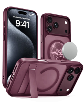 Magnetic Dual-Stand Protective Case for iPhone 17 Pro / 18 Pro (Burgundy) (Only Ground Shipping)