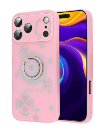 Luxury Printed Ring Holder Case for iPhone 17 Pro / 18 Pro (PINK MANDALA) (Only Ground Shipping)
