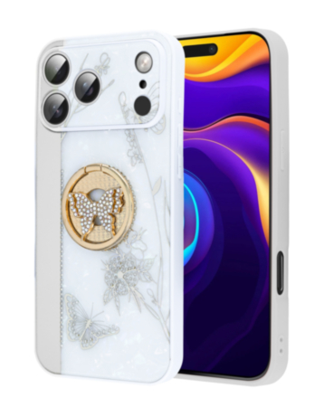 Luxury Printed Ring Holder Case for iPhone 17 Pro / 18 Pro (WHITE DREAMCATCHER) (Only Ground Shipping)
