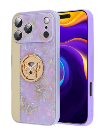 Luxury Printed Ring Holder Case for iPhone 17 Pro / 18 Pro (PURPLE DREAMCATCHER) (Only Ground Shipping)