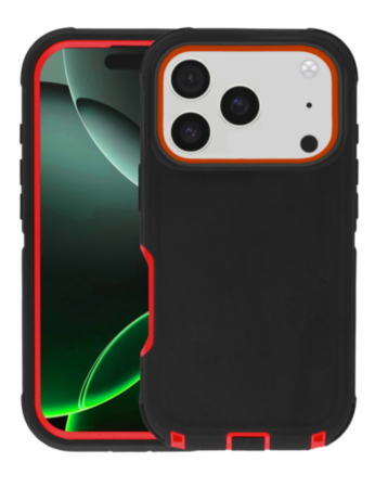 Heavy Duty Case for iPhone 17 Pro / 18 Pro (BLACK / RED) (Only Ground Shipping)