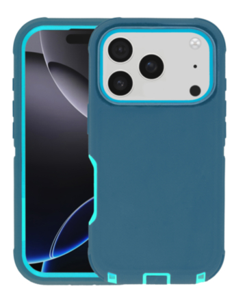 Heavy Duty Case for iPhone 17 Pro / 18 Pro (TEAL / LIGHT TEAL) (Only Ground Shipping)