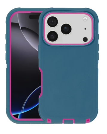 Heavy Duty Case for iPhone 17 Pro / 18 Pro (TEAL / PINK) (Only Ground Shipping)
