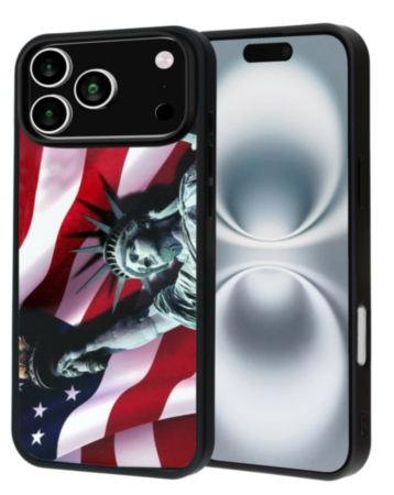Printing Aluminum Plate Case for iPhone 17 Pro / 18 Pro (Liberty Wave Flag) (Only Ground Shipping)