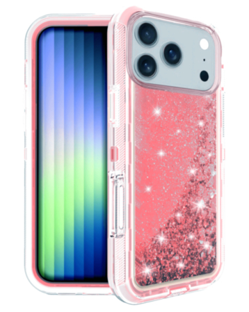 Protective Glitter Liquid Bumper Case (Pink) for iPhone 17 Pro / 18 Pro (Only Ground Shipping)