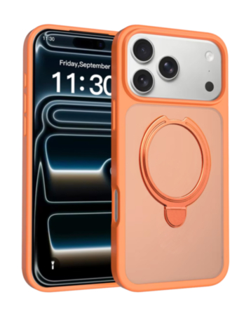 Slim Clear Case with Foldable Ring Stand for iPhone 17 Pro / 18 Pro (ORANGE) (Only Ground Shipping)