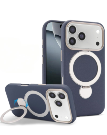 Silicone Magnetic Ring Stand Case for iPhone 17 Pro / 18 Pro (BLUE) (Only Ground Shipping)