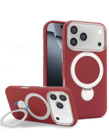 Silicone Magnetic Ring Stand Case for iPhone 17 Pro / 18 Pro (Burgundy) (Only Ground Shipping)
