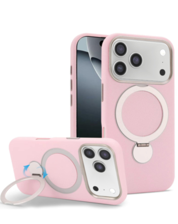 Silicone Magnetic Ring Stand Case for iPhone 17 Pro / 18 Pro (PINK) (Only Ground Shipping)