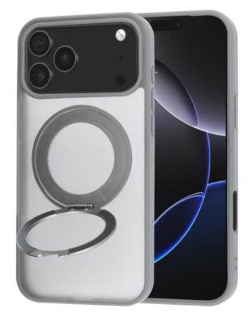 New 360 Ring Kickstand Magnetic Case for iPhone 17 Pro / 18 Pro (GRAY) (Only Ground Shipping)