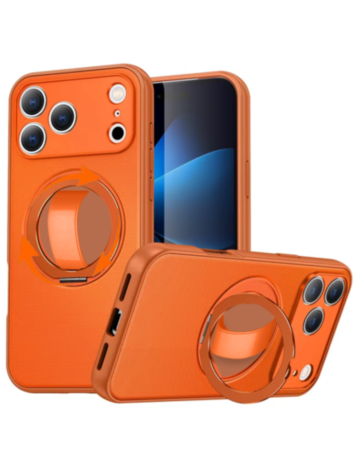 Textured Shockproof Case with 360 Rotating Ring Stand for iPhone 17 Pro / 18 Pro (ORANGE) (Only Ground Shipping)
