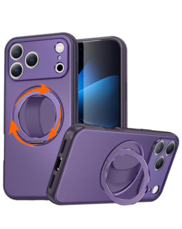 Textured Shockproof Case with 360 Rotating Ring Stand for iPhone 17 Pro / 18 Pro (PURPLE) (Only Ground Shipping)