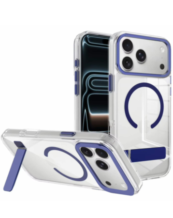 Magsafe Clear Case with Metal Stand for iPhone 17 Pro / 18 Pro (BLUE) (Only Ground Shipping)