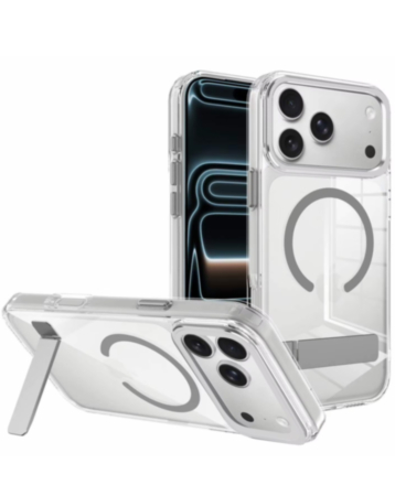 Magsafe Clear Case with Metal Stand for iPhone 17 Pro / 18 Pro (GRAY) (Only Ground Shipping)