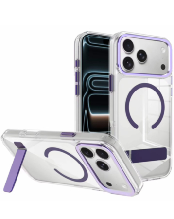 Magsafe Clear Case with Metal Stand for iPhone 17 Pro / 18 Pro (PURPLE) (Only Ground Shipping)