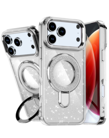 Glitter Ring Stand Protective Case for iPhone 17 Pro / 18 Pro (CLEAR) (Only Ground Shipping)