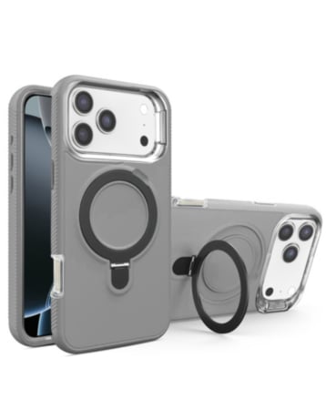 Support Heavy Duty Case with Wireless Charging Kickstand (Gray) for iPhone 17 Pro / 18 Pro (Only Ground Shipping)