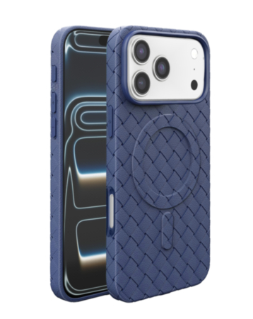 Woven Pattern MagSafe Case for iPhone 17 Pro / 18 Pro (NAVY) (Only Ground Shipping)