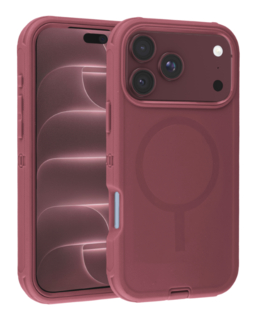 Wireless Charging Heavy Duty Case for iPhone 17 Pro / 18 Pro (Burgundy) (Only Ground Shipping)