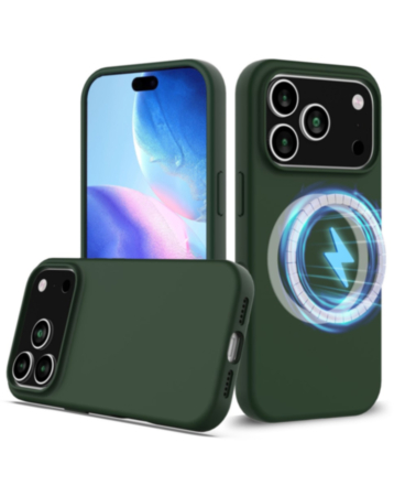 Soft Solid Silicone Case with Wireless Charging for iPhone 17 Pro / 18 Pro (GREEN) (Only Ground Shipping)