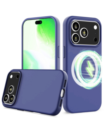 Soft Solid Silicone Case with Wireless Charging for iPhone 17 Pro / 18 Pro (NAVY) (Only Ground Shipping)