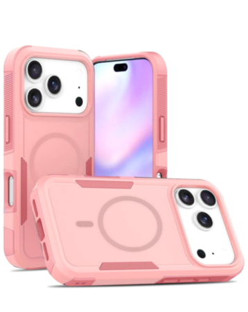 Magnetic Dual-Layer Shockproof Case for iPhone 17 Pro / 18 Pro (PINK) (Only Ground Shipping)