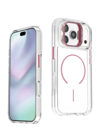 Magnetic Clear Case with Camera Kickstand for iPhone 17 Pro / 18 Pro (PINK) (Only Ground Shipping)