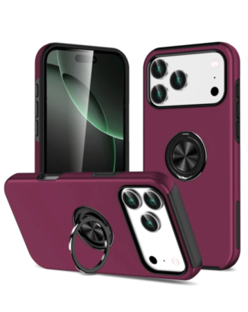 Dual Layer Case with Magnetic Ring for iPhone 17 Pro Max / 18 Pro Max (Burgundy) (Only Ground Shipping)