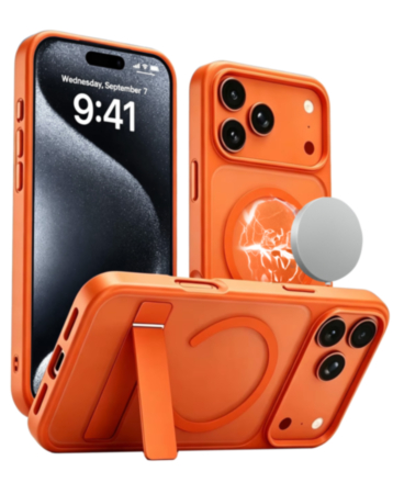 Magnetic Dual-Stand Protective Case for iPhone 17 Pro Max / 18 Pro Max (ORANGE) (Only Ground Shipping)