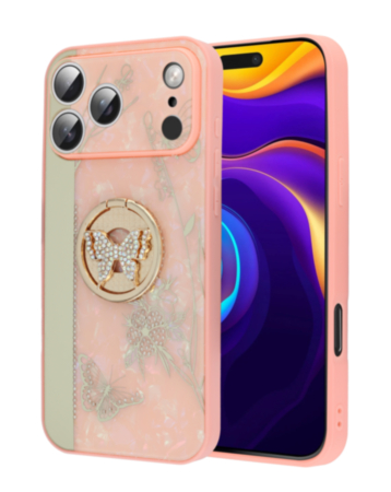 Luxury Printed Ring Holder Case for iPhone 17 Pro Max / 18 Pro Max (PINK DREAMCATCHER) (Only Ground Shipping)