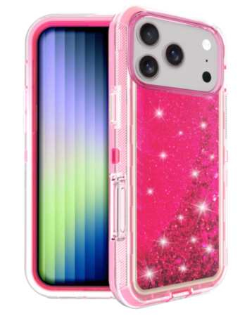 Protective Glitter Liquid Bumper Case for iPhone 17 Pro Max / 18 Pro Max (HOT PINK) (Only Ground Shipping)