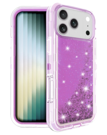 Protective Glitter Liquid Bumper Case for iPhone 17 Pro Max / 18 Pro Max (PURPLE) (Only Ground Shipping)
