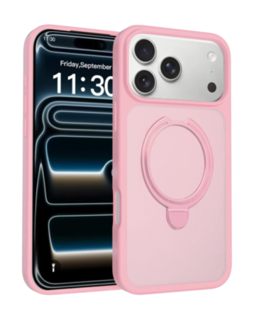 Slim Clear Case with Foldable Ring Stand for iPhone 17 Pro Max / 18 Pro Max (PINK) (Only Ground Shipping)