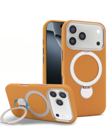 Silicone Magnetic Ring Stand Case for iPhone 17 Pro Max / 18 Pro Max (BROWN) (Only Ground Shipping)
