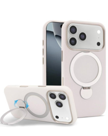 Silicone Magnetic Ring Stand Case for iPhone 17 Pro Max / 18 Pro Max (WHITE) (Only Ground Shipping)