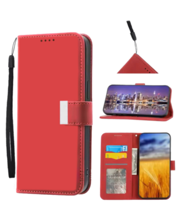 Elegant Leather Wallet Case with Wristlet Strap for iPhone 17 Pro Max / 18 Pro Max (RED) (Only Ground Shipping)