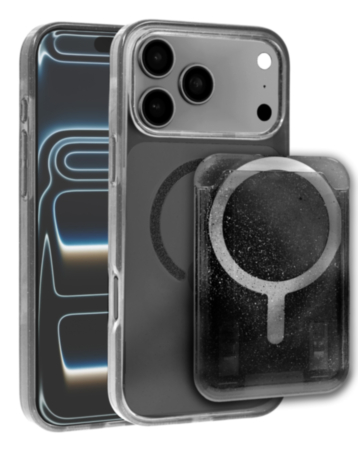 Glitter Magnetic Case with Wallet Slot for iPhone 17 Pro Max / 18 Pro Max (BLACK) (Only Ground Shipping)